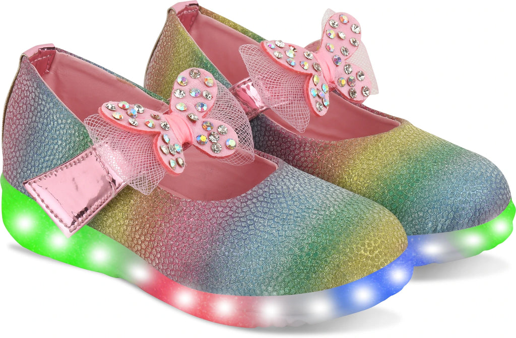 HOOH - Now comfort in fashion Velcro Ballerinas For Girls (Pink, 6-7 Years)